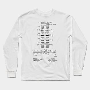 Railway Telegraph Vintage Patent Hand Drawing Long Sleeve T-Shirt